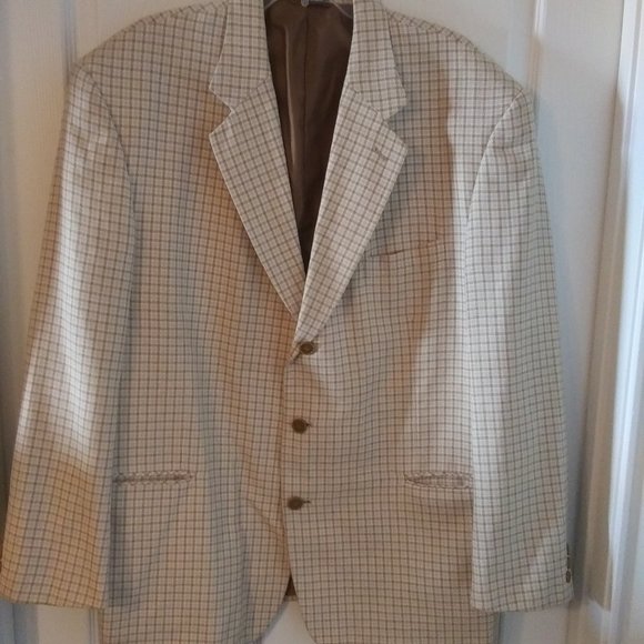 Soho Collection Other - 🔴Sold🔴Vintage Retro Goldish Tan and Cream Plaid Blazer